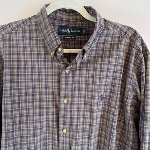 Men's Ralph Lauren Size L Classic Fit Plaid Long Sleeve Button Down Shirt EUC